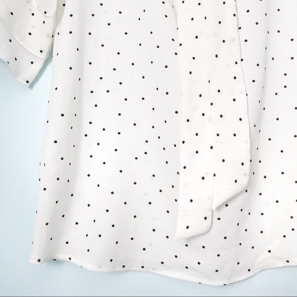 White polka dotted short sleeve blouse - Picture 6 of 6